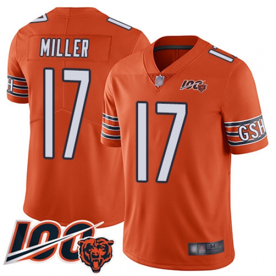 Men Chicago Bears 17 Anthony Miller Orange Alternate 100th Season Limited Football Jersey Men Chicago Bears 17 Anthony Miller Orange Alternate 100th Season Limited Football Jersey