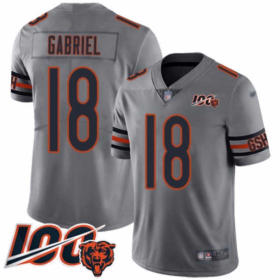 Men Chicago Bears 18 Taylor Gabriel Limited Silver Inverted Legend 100th Season Football Jersey Men Chicago Bears 18 Taylor Gabriel Limited Silver Inverted Legend 100th Season Football Jersey