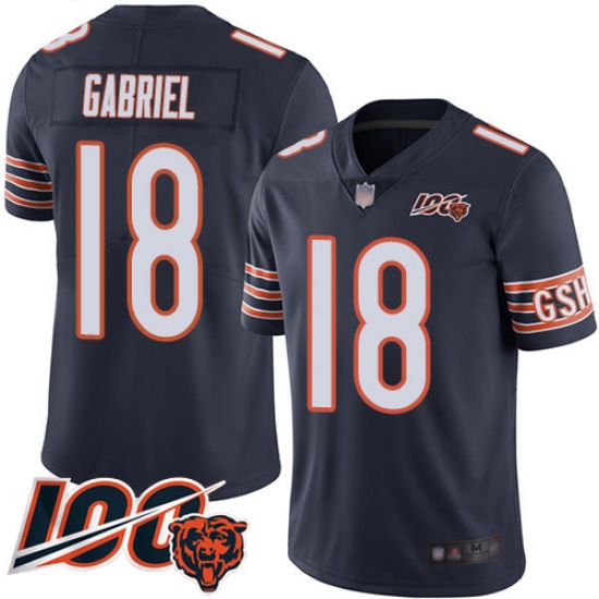 Men Chicago Bears 18 Taylor Gabriel Navy Blue Team Color 100th Season Limited Football Jersey Men Chicago Bears 18 Taylor Gabriel Navy Blue Team Color 100th Season Limited Football Jersey