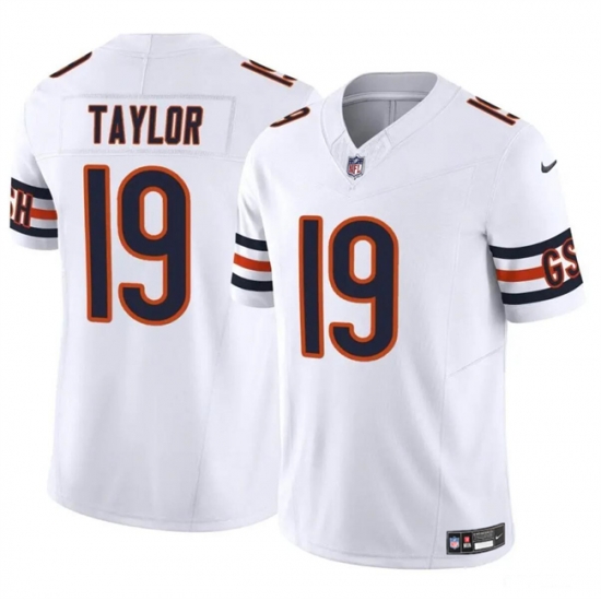 Men Chicago Bears 19 Tory Taylor White 2023 F U S E Vapor Stitched Football Jersey Men Chicago Bears 19 Tory Taylor White 2023 F U S E Vapor Stitched Football Jersey