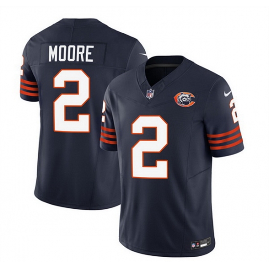Men Chicago Bears 2 DJ Moore Navy 2023 F U S E Throwback Limited Stitched Football Jersey Men Chicago Bears 2 DJ Moore Navy 2023 F U S E Throwback Limited Stitched Football Jersey