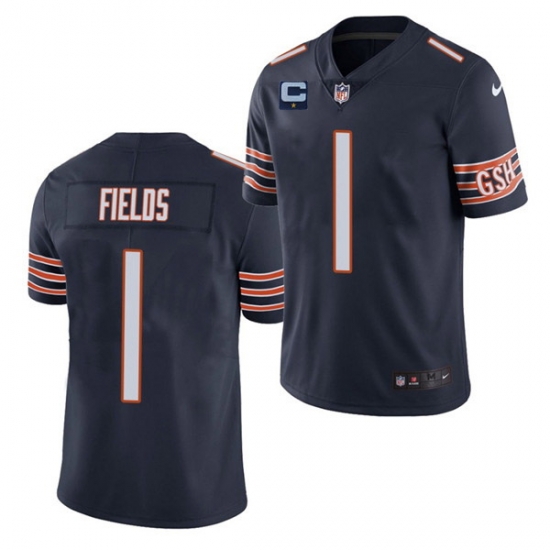 Men Chicago Bears 2022 #1 Justin Fields Navy With 1-star C Patch Vapor Untouchable Limited Stitched Jersey Men Chicago Bears 2022 #1 Justin Fields Navy With 1-star C Patch Vapor Untouchable Limited Stitched Jersey