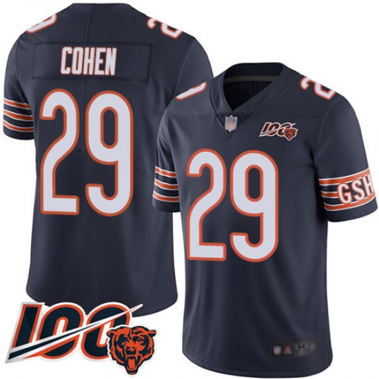 Men Chicago Bears 29 Tarik Cohen Navy Blue Team Color 100th Season Limited Football Jersey Men Chicago Bears 29 Tarik Cohen Navy Blue Team Color 100th Season Limited Football Jersey