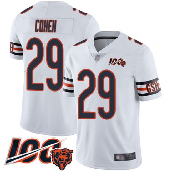 Men Chicago Bears 29 Tarik Cohen White Vapor Untouchable Limited Player 100th Season Football Jersey Men Chicago Bears 29 Tarik Cohen White Vapor Untouchable Limited Player 100th Season Football Jersey