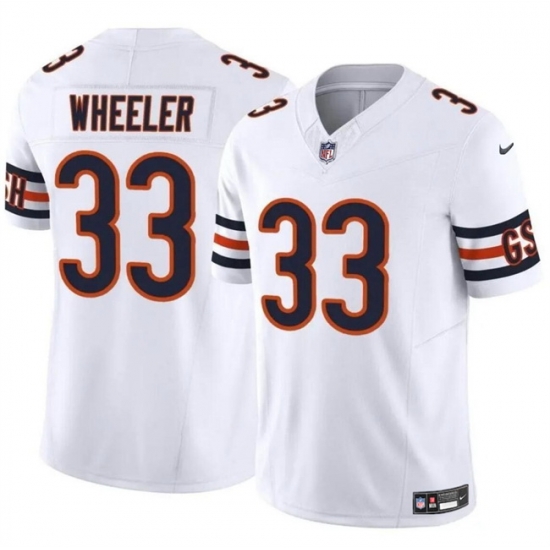 Men Chicago Bears 33 Ian Wheeler White 2023 F U S E Vapor Stitched Football Jersey Men Chicago Bears 33 Ian Wheeler White 2023 F U S E Vapor Stitched Football Jersey