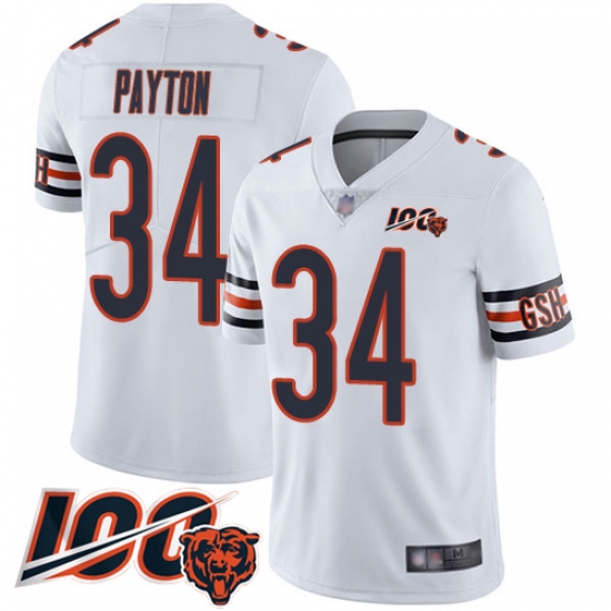 Men Chicago Bears 34 Walter Payton White Vapor Untouchable Limited Player 100th Season Football Jersey Men Chicago Bears 34 Walter Payton White Vapor Untouchable Limited Player 100th Season Football Jersey