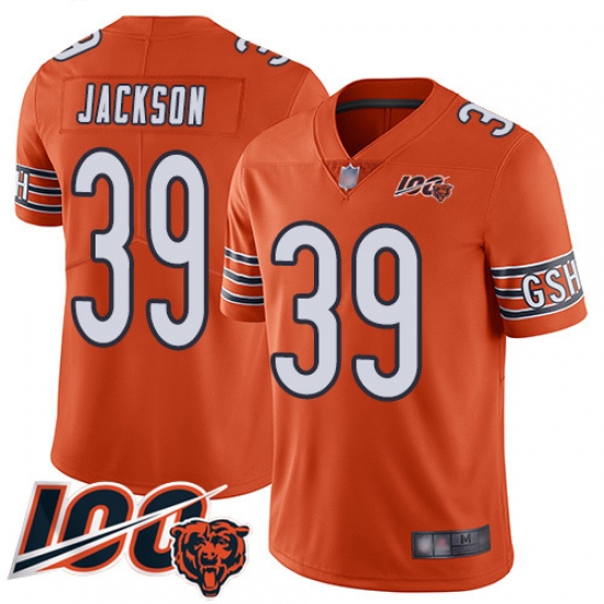 Men Chicago Bears 39 Eddie Jackson Orange Alternate 100th Season Limited Football Jersey Men Chicago Bears 39 Eddie Jackson Orange Alternate 100th Season Limited Football Jersey