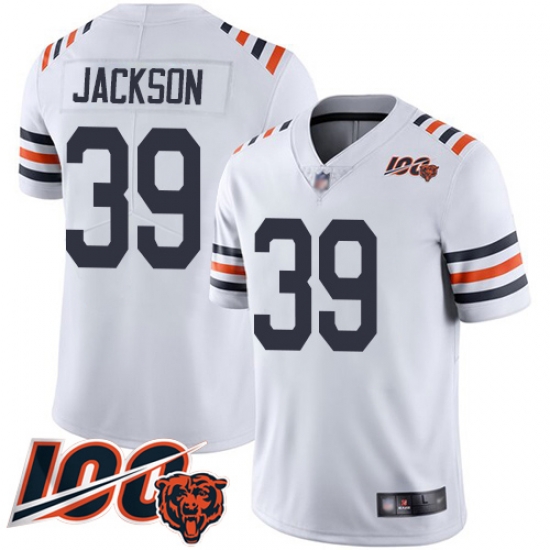 Men Chicago Bears 39 Eddie Jackson White 100th Season Limited Football Jersey Men Chicago Bears 39 Eddie Jackson White 100th Season Limited Football Jersey