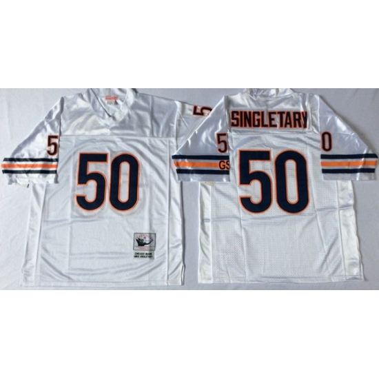 Men Chicago Bears 50 Mike Singletary White M&N Road Throwback Jersey Men Chicago Bears 50 Mike Singletary White M&N Road Throwback Jersey