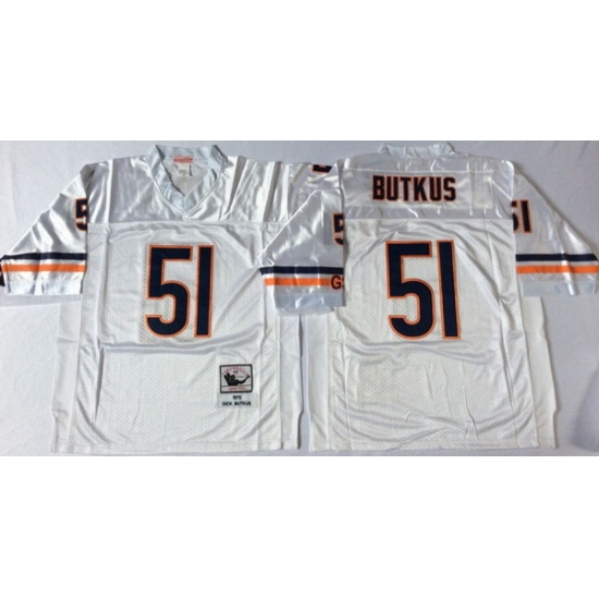 Men Chicago Bears 51 Dick Butkus White M&N Road Throwback Jersey Men Chicago Bears 51 Dick Butkus White M&N Road Throwback Jersey