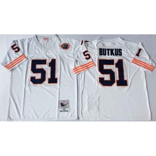 Men Chicago Bears 51 Dick Butkus White M&N Throwback Jersey Men Chicago Bears 51 Dick Butkus White M&N Throwback Jersey
