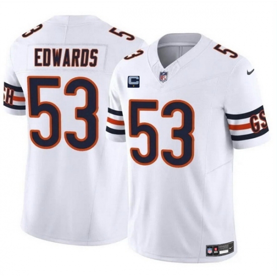 Men Chicago Bears 53 T J Edwards White 2024 F U S E With 1 Star C Patch Vapor Untouchable Limited Stitched Football Jersey Men Chicago Bears 53 T J Edwards White 2024 F U S E With 1 Star C Patch Vapor Untouchable Limited Stitched Football Jersey