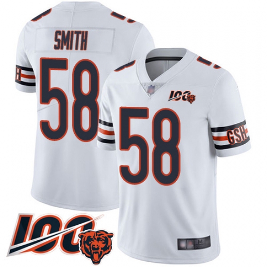 Men Chicago Bears 58 Roquan Smith White Vapor Untouchable Limited Player 100th Season Football Jersey Men Chicago Bears 58 Roquan Smith White Vapor Untouchable Limited Player 100th Season Football Jersey