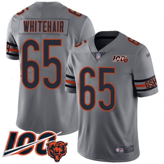 Men Chicago Bears 65 Cody Whitehair Limited Silver Inverted Legend 100th Season Football Jersey Men Chicago Bears 65 Cody Whitehair Limited Silver Inverted Legend 100th Season Football Jersey