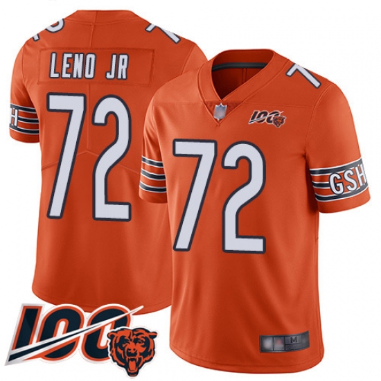 Men Chicago Bears 72 Charles Leno Orange Alternate 100th Season Limited Football Jersey Men Chicago Bears 72 Charles Leno Orange Alternate 100th Season Limited Football Jersey