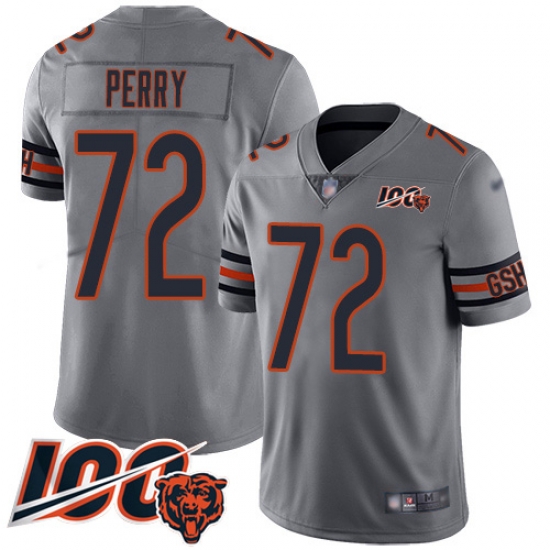 Men Chicago Bears 72 William Perry Limited Silver Inverted Legend 100th Season Football Jersey Men Chicago Bears 72 William Perry Limited Silver Inverted Legend 100th Season Football Jersey