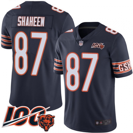 Men Chicago Bears 87 Adam Shaheen Navy Blue Team Color 100th Season Limited Football Jersey Men Chicago Bears 87 Adam Shaheen Navy Blue Team Color 100th Season Limited Football Jersey
