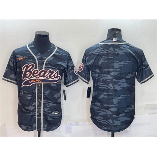 Men Chicago Bears Blank Grey Camo With Patch Cool Base Stitched Baseball Jersey Men Chicago Bears Blank Grey Camo With Patch Cool Base Stitched Baseball Jersey