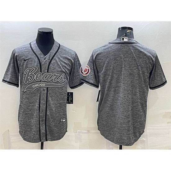 Men Chicago Bears Blank Grey With Patch Cool Base Stitched Baseball Jersey Men Chicago Bears Blank Grey With Patch Cool Base Stitched Baseball Jersey