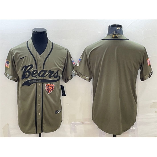 Men Chicago Bears Blank Olive 2022 Salute To Service Cool Base Stitched Baseball Jersey Men Chicago Bears Blank Olive 2022 Salute To Service Cool Base Stitched Baseball Jersey