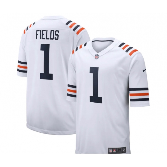Men Chicago Bears Justin Fields White Rush Men Jersey Men Chicago Bears Justin Fields White Rush Men Jersey