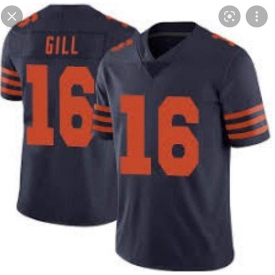 Men Nike Chicago Bears #16 Gill Navy Rush Stitched Jersey Men Nike Chicago Bears #16 Gill Navy Rush Stitched Jersey