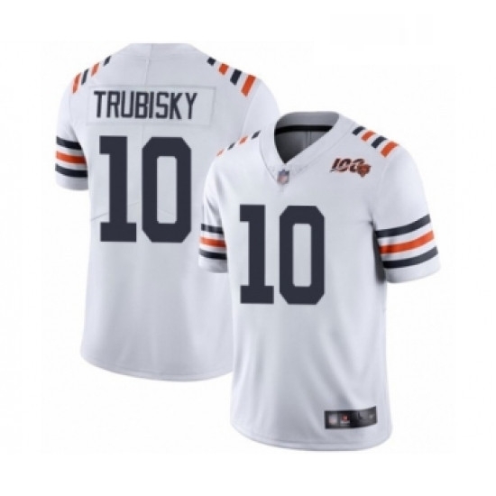 Mens Chicago Bears 10 Mitchell Trubisky White 100th Season Limited Football Jersey Mens Chicago Bears 10 Mitchell Trubisky White 100th Season Limited Football Jersey