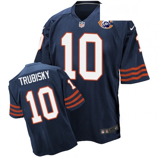 Mens Nike Chicago Bears 10 Mitchell Trubisky Elite Navy Blue Throwback NFL Jersey Mens Nike Chicago Bears 10 Mitchell Trubisky Elite Navy Blue Throwback NFL Jersey