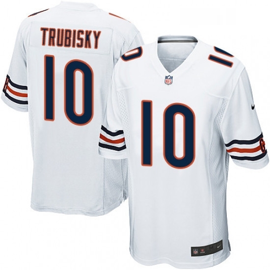 Mens Nike Chicago Bears 10 Mitchell Trubisky Game White NFL Jersey Mens Nike Chicago Bears 10 Mitchell Trubisky Game White NFL Jersey