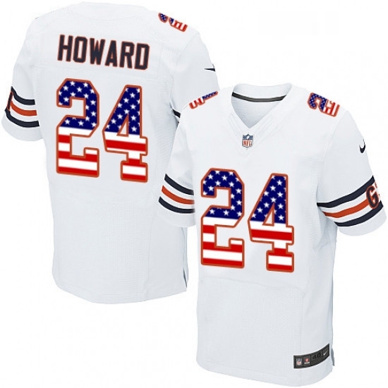 Mens Nike Chicago Bears 24 Jordan Howard Elite White Road USA Flag Fashion NFL Jersey Mens Nike Chicago Bears 24 Jordan Howard Elite White Road USA Flag Fashion NFL Jersey