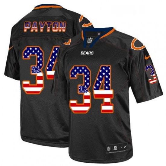 Mens Nike Chicago Bears 34 Walter Payton Elite Black USA Flag Fashion NFL Jersey Mens Nike Chicago Bears 34 Walter Payton Elite Black USA Flag Fashion NFL Jersey