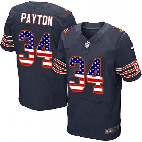 Mens Nike Chicago Bears 34 Walter Payton Elite Navy Blue Home USA Flag Fashion NFL Jersey Mens Nike Chicago Bears 34 Walter Payton Elite Navy Blue Home USA Flag Fashion NFL Jersey