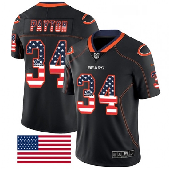Mens Nike Chicago Bears 34 Walter Payton Limited Black Rush USA Flag NFL Jersey Mens Nike Chicago Bears 34 Walter Payton Limited Black Rush USA Flag NFL Jersey