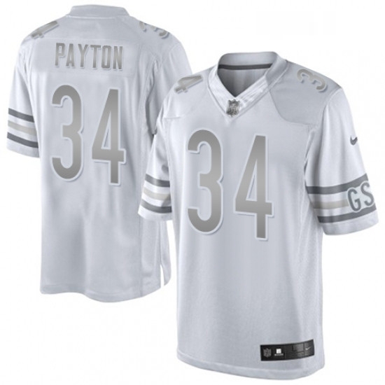 Mens Nike Chicago Bears 34 Walter Payton Limited White Platinum NFL Jersey Mens Nike Chicago Bears 34 Walter Payton Limited White Platinum NFL Jersey