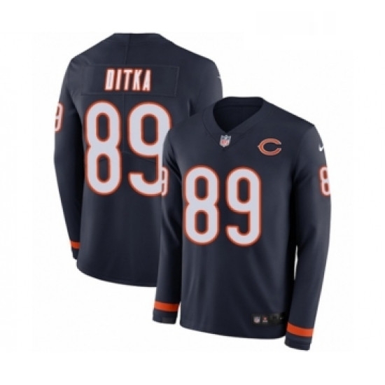 Mens Nike Chicago Bears 89 Mike Ditka Limited Navy Blue Therma Long Sleeve NFL Jersey Mens Nike Chicago Bears 89 Mike Ditka Limited Navy Blue Therma Long Sleeve NFL Jersey