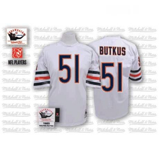 Mitchell and Ness Chicago Bears 51 Dick Butkus White Authentic Throwback NFL Jersey Mitchell and Ness Chicago Bears 51 Dick Butkus White Authentic Throwback NFL Jersey