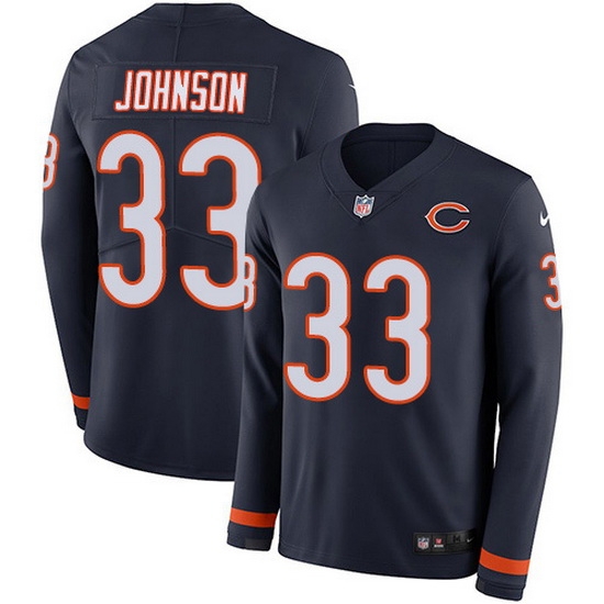Nike Bears 33 Jaylon Johnson Navy Blue Team Color Men Stitched NFL Limited Therma Long Sleeve Jersey Nike Bears 33 Jaylon Johnson Navy Blue Team Color Men Stitched NFL Limited Therma Long Sleeve Jersey