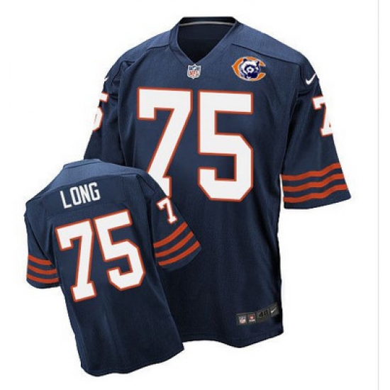 Nike Bears #75 Kyle Long Navy Blue Throwback Mens Stitched NFL Elite Jersey Nike Bears #75 Kyle Long Navy Blue Throwback Mens Stitched NFL Elite Jersey