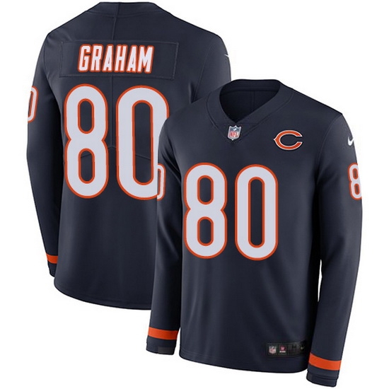 Nike Bears 80 Jimmy Graham Navy Blue Team Color Men Stitched NFL Limited Therma Long Sleeve Jersey Nike Bears 80 Jimmy Graham Navy Blue Team Color Men Stitched NFL Limited Therma Long Sleeve Jersey