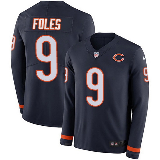 Nike Bears 9 Nick Foles Navy Blue Team Color Men Stitched NFL Limited Therma Long Sleeve Jersey Nike Bears 9 Nick Foles Navy Blue Team Color Men Stitched NFL Limited Therma Long Sleeve Jersey