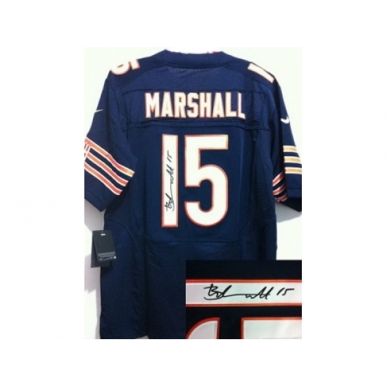 Nike Chicago Bears 15 Brandon Marshall Blue Elite Signed NFL Jersey Nike Chicago Bears 15 Brandon Marshall Blue Elite Signed NFL Jersey
