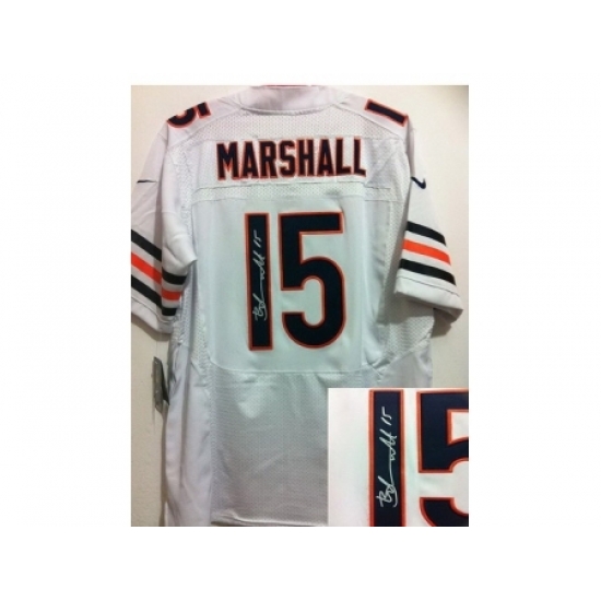 Nike Chicago Bears 15 Brandon Marshall White Elite Signed NFL Jersey Nike Chicago Bears 15 Brandon Marshall White Elite Signed NFL Jersey