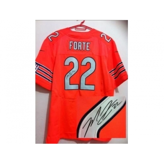 Nike Chicago Bears 22 Matt Forte Orange Elite Signed NFL Jersey Nike Chicago Bears 22 Matt Forte Orange Elite Signed NFL Jersey
