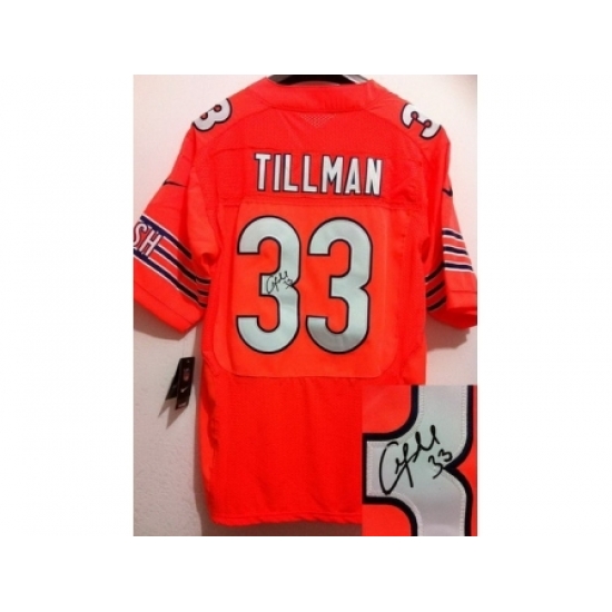 Nike Chicago Bears 33 Charles Tillman Orange Elite Signed NFL Jersey Nike Chicago Bears 33 Charles Tillman Orange Elite Signed NFL Jersey