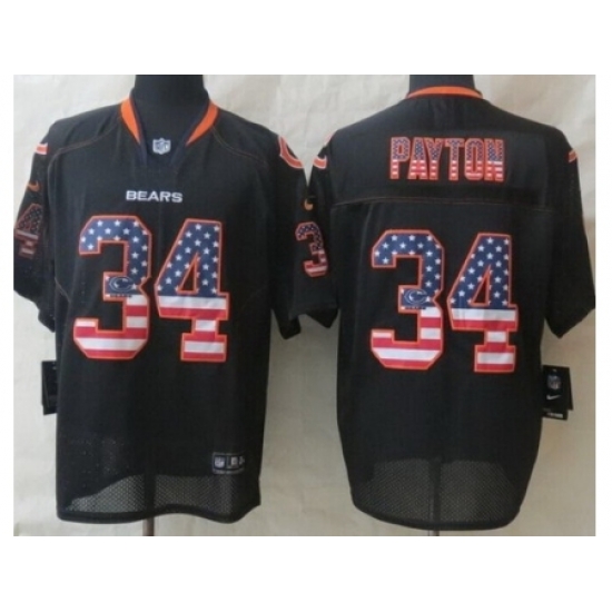 Nike Chicago Bears 34 Walter Payton Black Elite USA Flag Fashion NFL Jersey Nike Chicago Bears 34 Walter Payton Black Elite USA Flag Fashion NFL Jersey