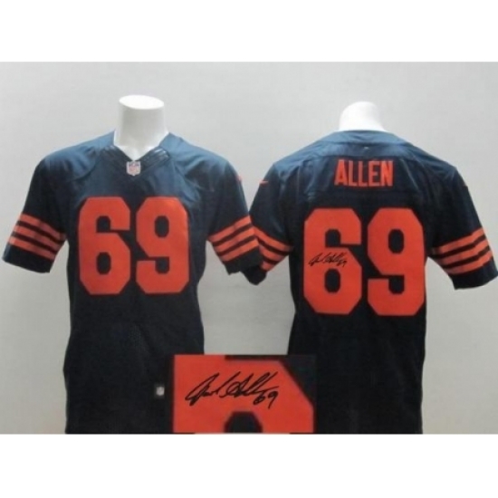 Nike Chicago Bears 69 Jared Allen Blue Elite Orange Number Signed NFL Jersey Nike Chicago Bears 69 Jared Allen Blue Elite Orange Number Signed NFL Jersey