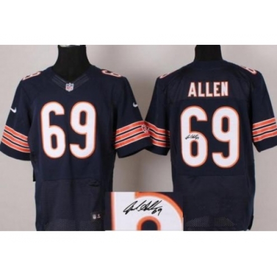 Nike Chicago Bears 69 Jared Allen Blue Elite Signed NFL Jersey Nike Chicago Bears 69 Jared Allen Blue Elite Signed NFL Jersey