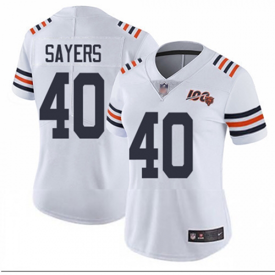 Bears 40 Gale Sayers White Alternate Women Stitched Football Vapor Untouchable Limited 100th Season Jersey Bears 40 Gale Sayers White Alternate Women Stitched Football Vapor Untouchable Limited 100th Season Jersey