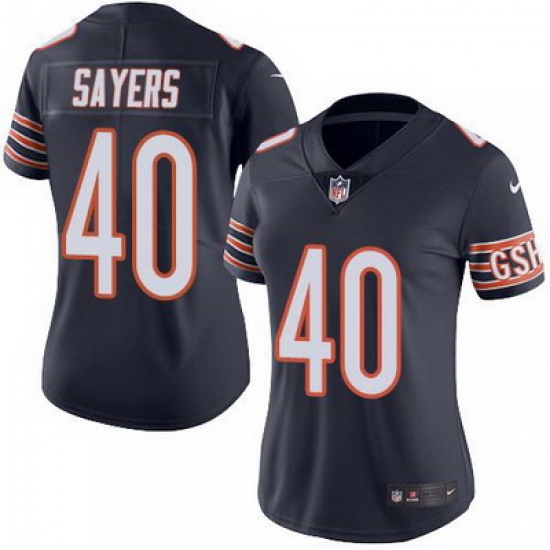 Nike Bears #40 Gale Sayers Navy Blue Womens Stitched NFL Limited Rush Jersey Nike Bears #40 Gale Sayers Navy Blue Womens Stitched NFL Limited Rush Jersey
