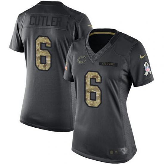 Nike Bears #6 Jay Cutler Black Womens Stitched NFL Limited 2016 Salute to Service Jersey Nike Bears #6 Jay Cutler Black Womens Stitched NFL Limited 2016 Salute to Service Jersey
